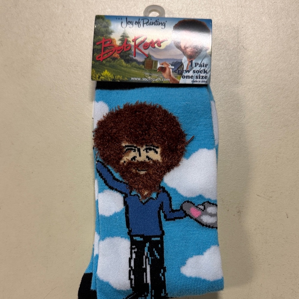 NWT Bob Ross Sky Pattern Crew Socks - Blue